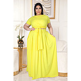 Large Size 5XL Women Solid Color Cross Strap Skirt 2 Pieces Sets ASL-7025