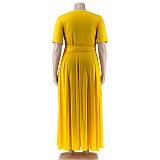 Fashion Tie-dye Print Plus Size 5XL Long Skirt Two Pieces Sets OSS-21087