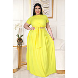 Large Size 5XL Women Solid Color Cross Strap Skirt 2 Pieces Sets ASL-7025