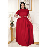Large Size 5XL Women Solid Color Cross Strap Skirt 2 Pieces Sets ASL-7025