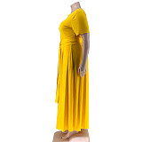 Fashion Tie-dye Print Plus Size 5XL Long Skirt Two Pieces Sets OSS-21087