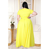 Large Size 5XL Women Solid Color Cross Strap Skirt 2 Pieces Sets ASL-7025