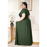 Large Size 5XL Women Solid Color Cross Strap Skirt 2 Pieces Sets ASL-7025