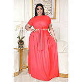 Large Size 5XL Women Solid Color Cross Strap Skirt 2 Pieces Sets ASL-7025