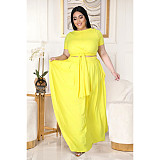 Large Size 5XL Women Solid Color Cross Strap Skirt 2 Pieces Sets ASL-7025