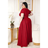 Large Size 5XL Women Solid Color Cross Strap Skirt 2 Pieces Sets ASL-7025