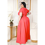 Large Size 5XL Women Solid Color Cross Strap Skirt 2 Pieces Sets ASL-7025