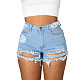 Women Broken-holes High Waist Denim Shorts HSF-2518