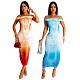 Sexy Off Shoulder Printed Slim Maxi Dresses OSD-6905