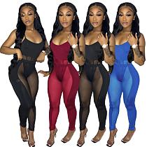 Sexy Mesh Patchwork Nightclub Two Pieces Sets HXZY-0104