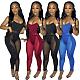 Sexy Mesh Patchwork Nightclub Two Pieces Sets HXZY-0104