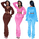 Casual 2 Pieces Sets Girls Long Sleeves Crop Top And Long Pants YD-8767