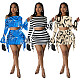 Trendy Printed Girls Oblique Shoulder Crop Top And Mini Skirt YF-10615