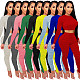 Casual 2 Pieces Sets Women Long Sleeves Crop Top And Long Pants TE-4002