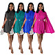 Elegant Ladies Solid Color Pleated Cape Sleeves Mini Dress YF-10610
