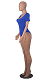 Women Solid Color Short Sleeves Square Collar Bodysuit HXZY-0315