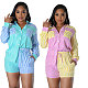 Fashion Stripes Blouse With Shorts Women 2 Pieces Sets RS-6959