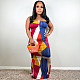 Tie Dye Stripe Print Strapless Maxi Dresses SH-390584