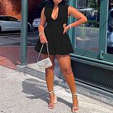 Sexy Hollow Out Solid Color Sleeveless Fluffy Mini Dress NY-10549