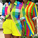 Fashion Print Blouse With High Waist Shorts 2 Pieces Suits NY-2799