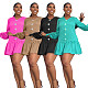 Fashion Women V-neck Long Sleeve Folds Short Dress YS-864