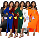 Casual Women U-neck Straps Maxi Dress With Long Sleeves Coats 2 Pieces Sets YF-10579