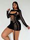 Hot Sexy Hollow Out Backless Black Bandage Mini Dress SAND-66098