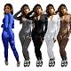 Women Solid Color Zipper Sporty Casual Jumpsuits HXZY-0322