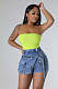 Women Zipper Pockets Middle Waist Denimi Shorts LX-3553