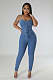 Sexy Backless Lace-up Bodycon Women Denim Jumpsuit LX-3557