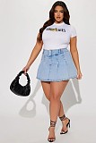 Sexy Package Hips Slim Denim Pleated Short Skirt LX-6006
