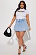 Sexy Package Hips Slim Denim Pleated Short Skirt LX-6006