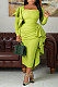 Elegant Ladies Flounced Squred Collar Green Maxi Dress BGN-312