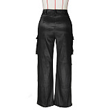 Stylish Casual Women's Solid Color Multi-pocket Cargo Pants ZS-0617