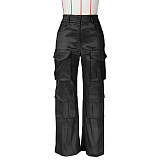 Stylish Casual Women's Solid Color Multi-pocket Cargo Pants ZS-0617