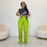 Stylish Casual Women's Solid Color Multi-pocket Cargo Pants ZS-0617