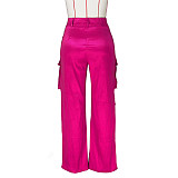 Stylish Casual Women's Solid Color Multi-pocket Cargo Pants ZS-0617