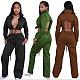 Sexy Backless Crop Top And Pockets Pants Women Two-piece Sets MEM-88509