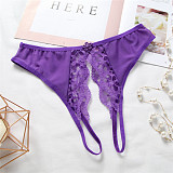 Women Low Waist Transparent Lace Open Crotch Temptation Sexy Thong RS-3022