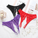 Women Low Waist Transparent Lace Open Crotch Temptation Sexy Thong RS-3022