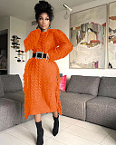 Women Round Collar Long Sleeves Tassel Maxi Dress TR-1279