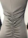 Sexy Oblique Shoulder Folds Slits Midi Dress LSL-0003