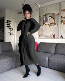 Women Round Collar Long Sleeves Tassel Maxi Dress TR-1279