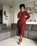 Women Round Collar Long Sleeves Tassel Maxi Dress TR-1279