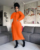Women Round Collar Long Sleeves Tassel Maxi Dress TR-1279