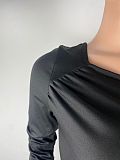 Sexy Oblique Shoulder Folds Slits Midi Dress LSL-0003