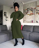 Women Round Collar Long Sleeves Tassel Maxi Dress TR-1279