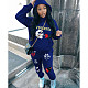 Plus Size 5XL Women Print Hoodies And Leisure Pants 2pcs Set DN-N8999R24