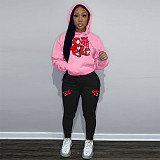 Fashion Print Hoodies And Sporty Pants Plus Size 5XL 2 Pieces Set DN-N8222L40