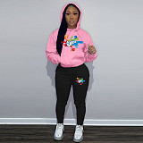 Women Printed Hoodies And Leisure Pants Large Size Two Pieces Suit DN-N8222G30